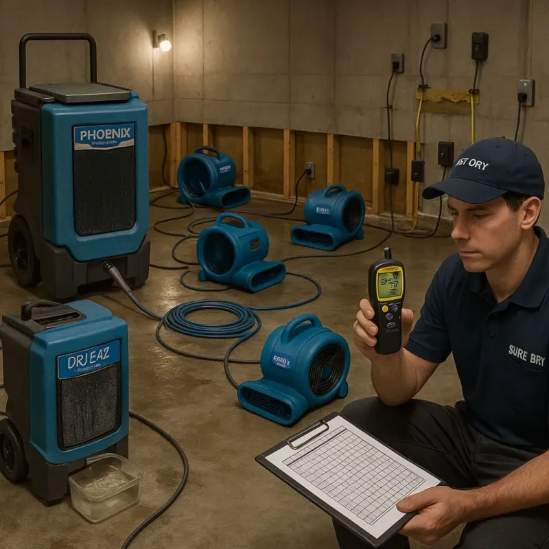 Structural Drying and Dehumidification process in Fairton, NJ